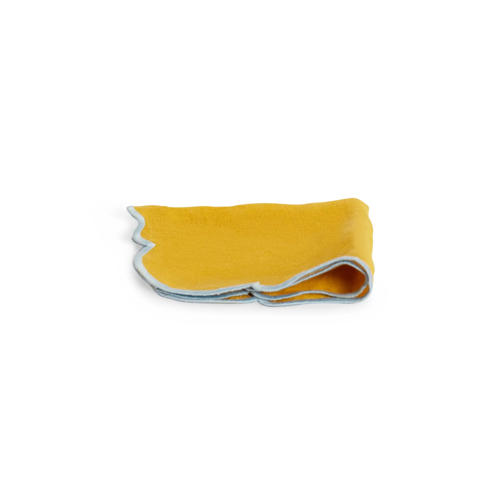 Set 2 Tovaglioli Ocra bordo Azzurro - immagine 3
