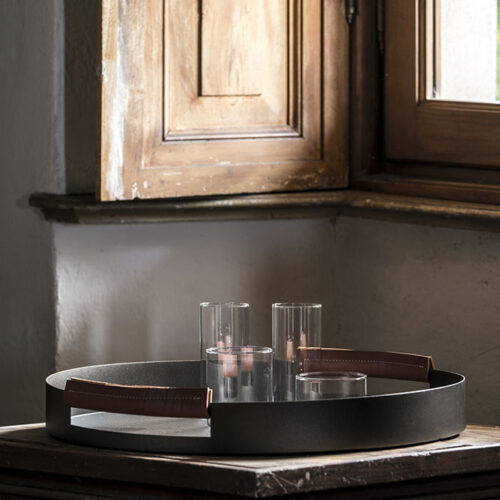 Vassoio c/manici cuoio LIVE/LY - immagine 3
